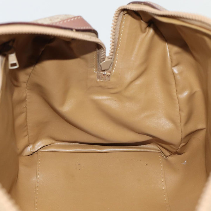 Celine Macadam Canvas Boston Bag PVC Leather Beige Auth 82895