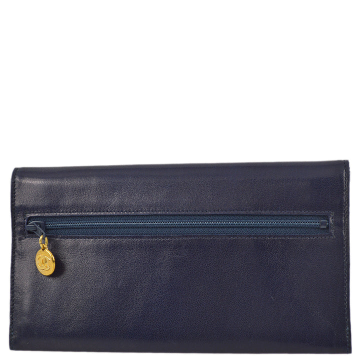 Top Quality Chanel 1991-1994 Navy Lambskin Timeless Wallet