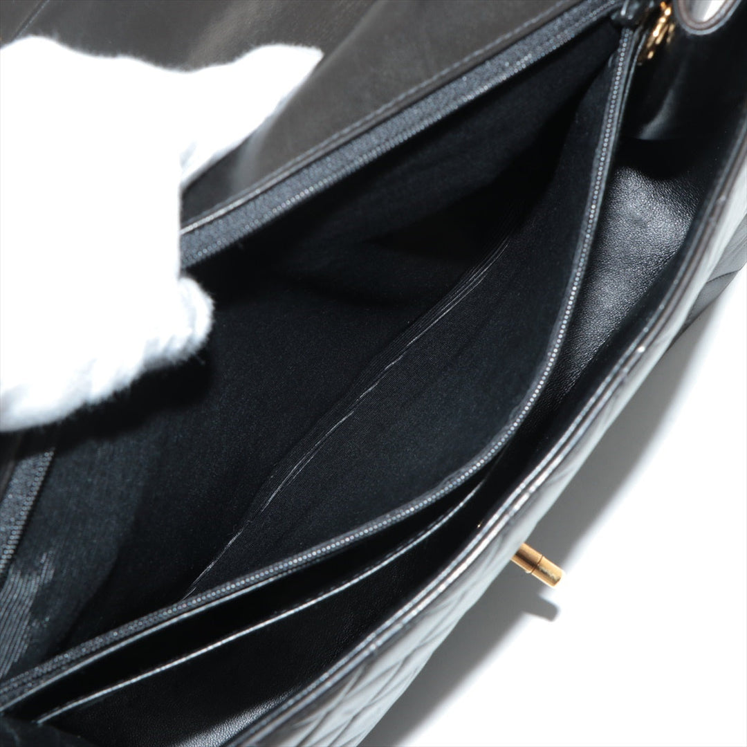 Top Quality Chanel DECAMATRASE Lambskinkin Single Flap Double Chain Bag Black Gold  4th