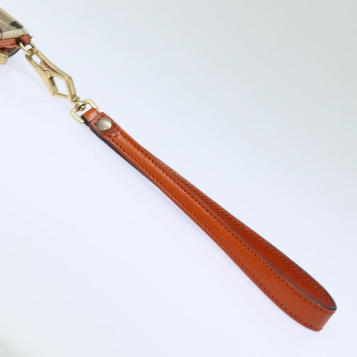 Burberry Nova Check Clutch Bag PVC Leather Beige Orange Auth 83126A