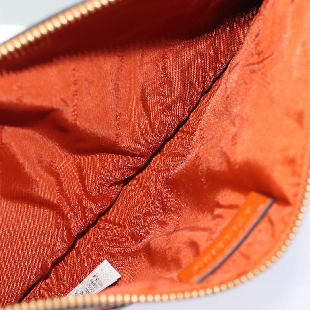 Burberry Nova Check Clutch Bag PVC Leather Beige Orange Auth 83126A