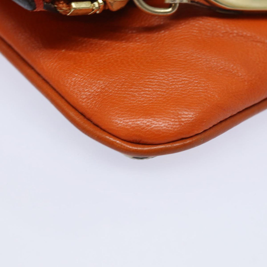 Burberry Nova Check Clutch Bag PVC Leather Beige Orange Auth 83126A