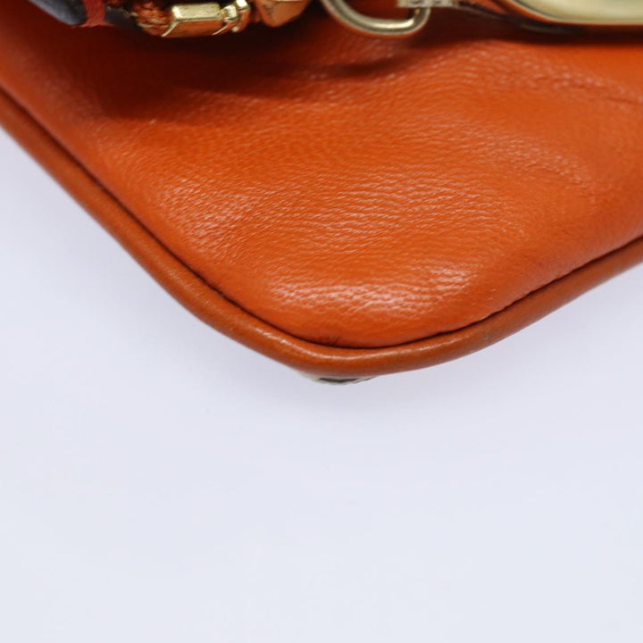 Burberry Nova Check Clutch Bag PVC Leather Beige Orange Auth 83126A