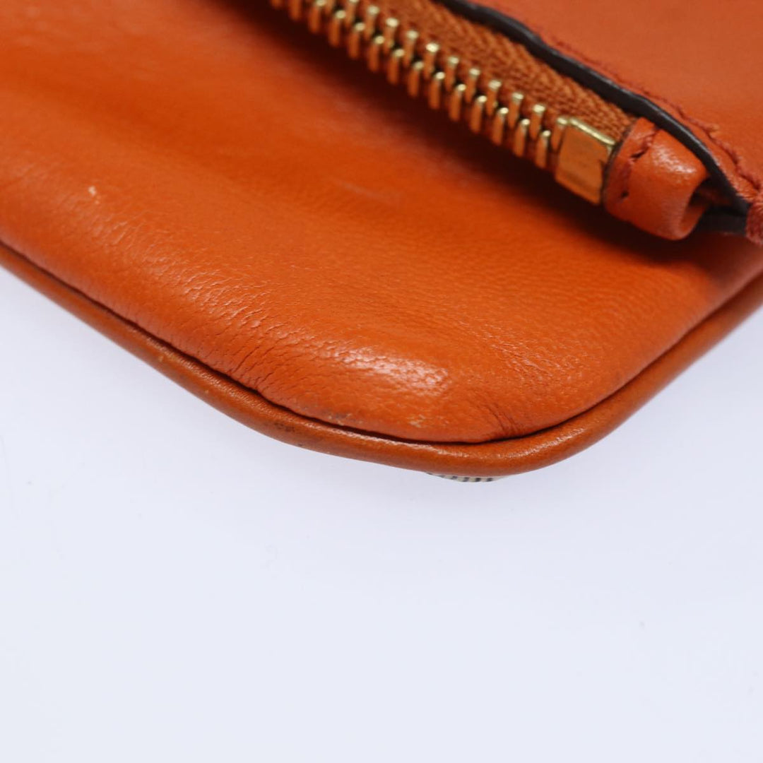 Burberry Nova Check Clutch Bag PVC Leather Beige Orange Auth 83126A