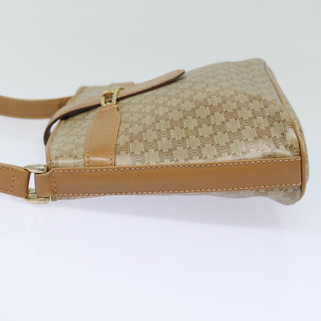 Celine Macadam Canvas Shoulder Bag Beige Auth 83128