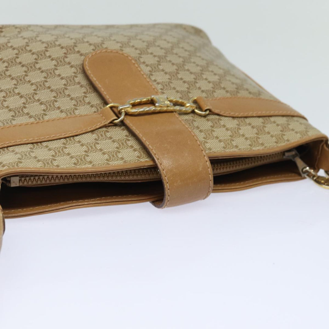 Celine Macadam Canvas Shoulder Bag Beige Auth 83128