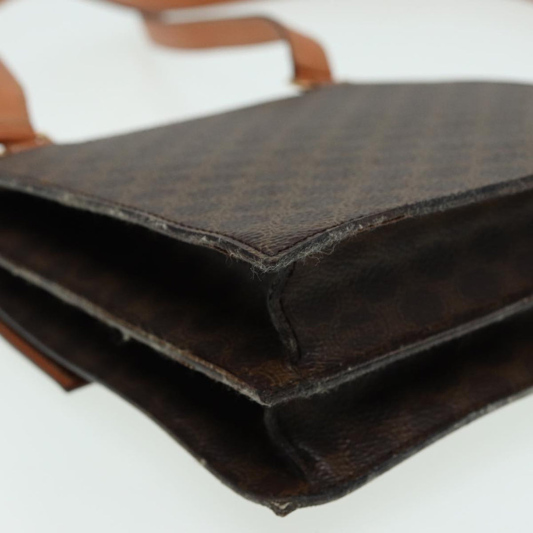 Celine Macadam Canvas Shoulder Bag PVC Leather Brown Auth 83129