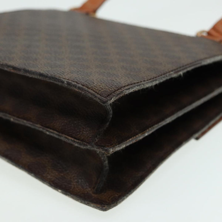 Celine Macadam Canvas Shoulder Bag PVC Leather Brown Auth 83129