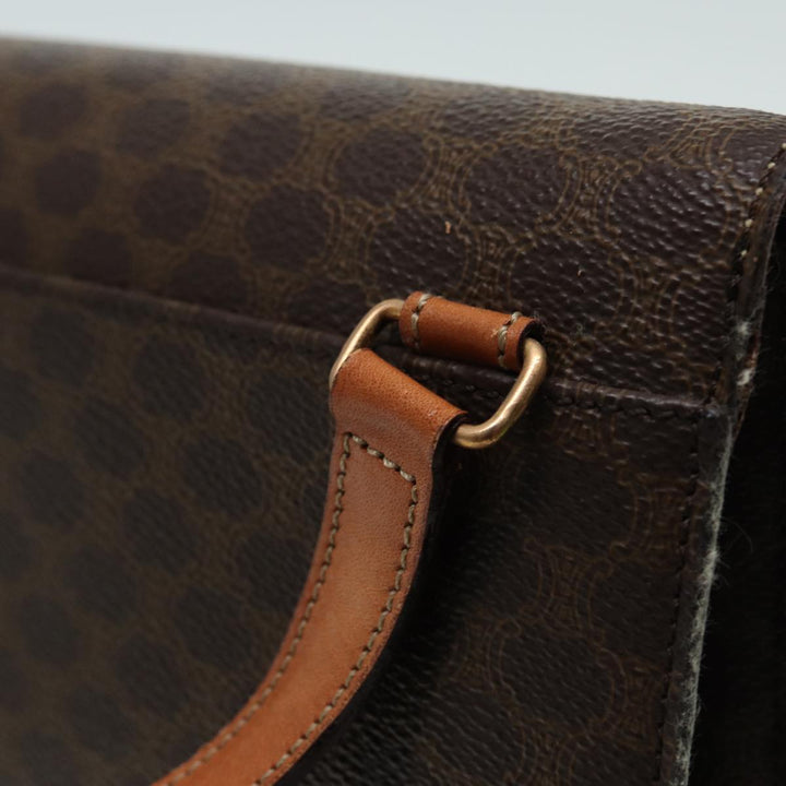Celine Macadam Canvas Shoulder Bag PVC Leather Brown Auth 83129