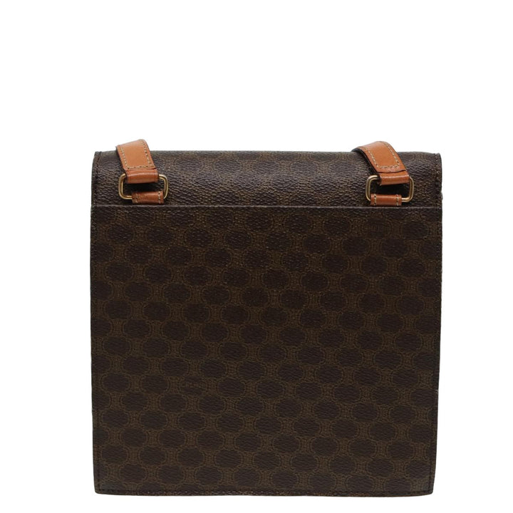 Celine Macadam Canvas Shoulder Bag PVC Leather Brown Auth 83129