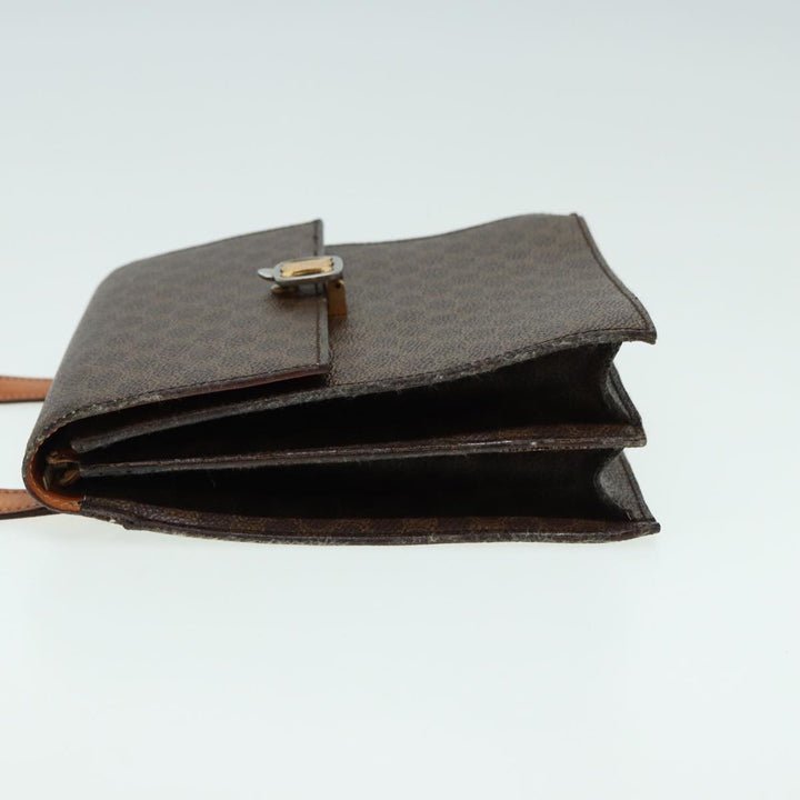 Celine Macadam Canvas Shoulder Bag PVC Leather Brown Auth 83129