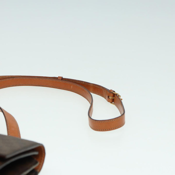Celine Macadam Canvas Shoulder Bag PVC Leather Brown Auth 83129