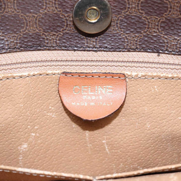 Celine Macadam Canvas Tote Bag PVC Leather Brown Auth 83130