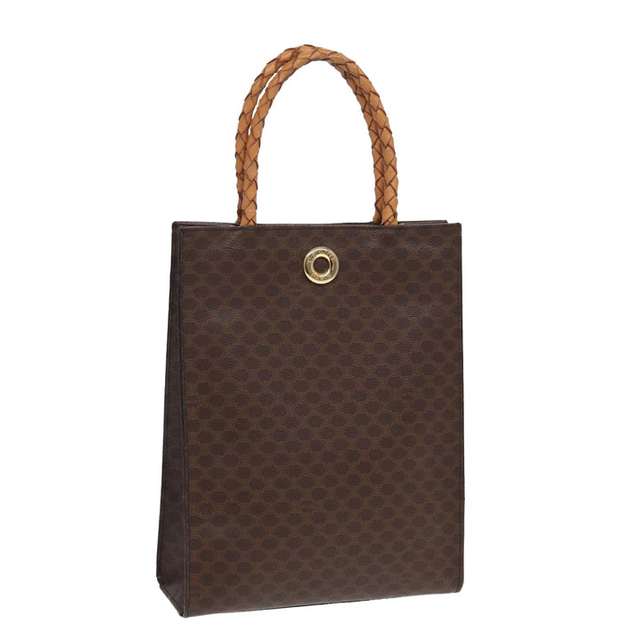 Celine Macadam Canvas Tote Bag PVC Leather Brown Auth 83130