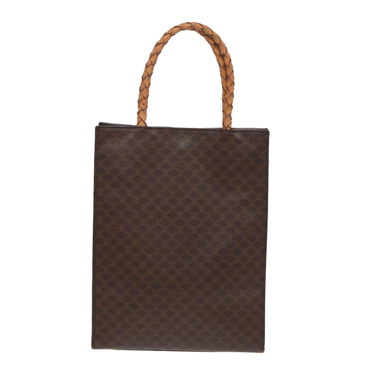 Celine Macadam Canvas Tote Bag PVC Leather Brown Auth 83130