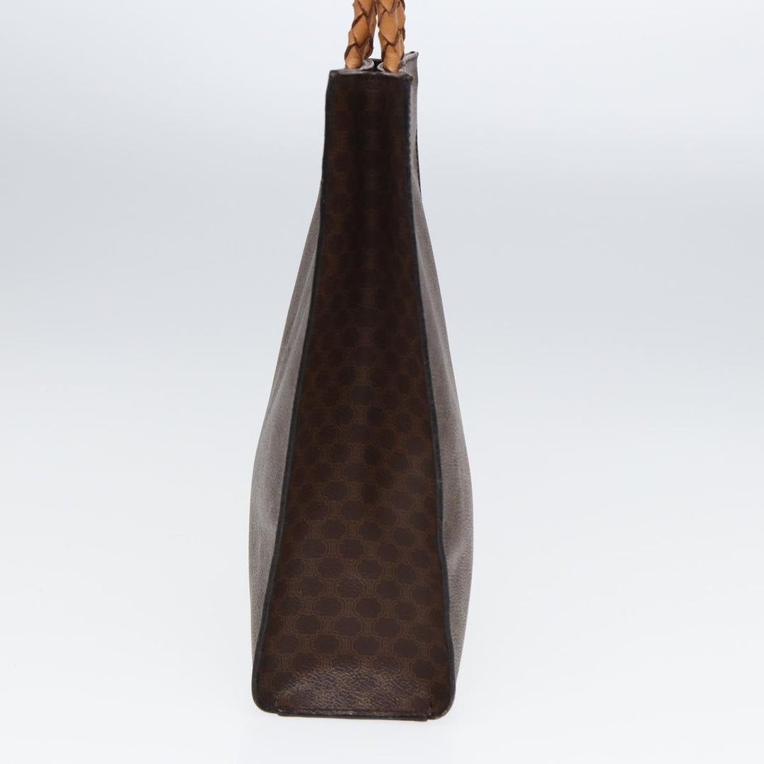 Celine Macadam Canvas Tote Bag PVC Leather Brown Auth 83130