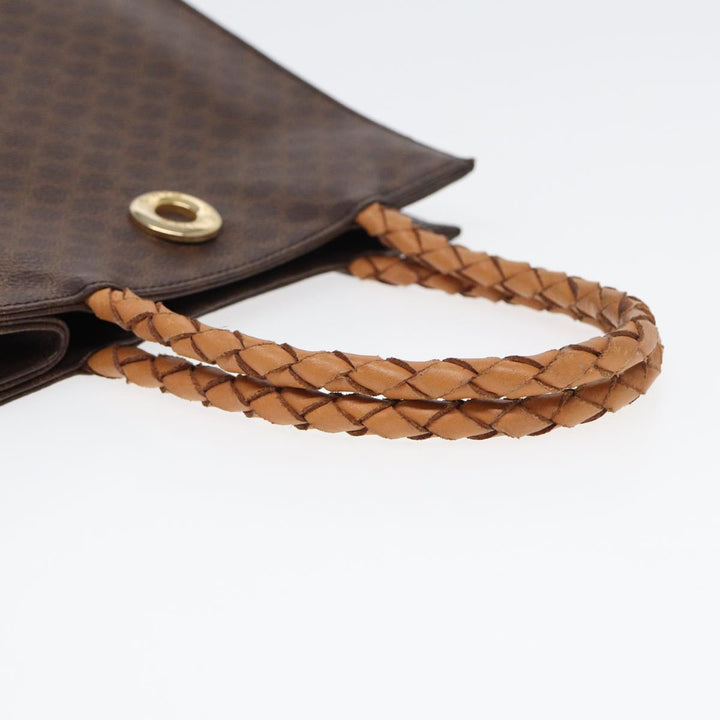 Celine Macadam Canvas Tote Bag PVC Leather Brown Auth 83130