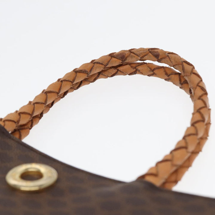 Celine Macadam Canvas Tote Bag PVC Leather Brown Auth 83130