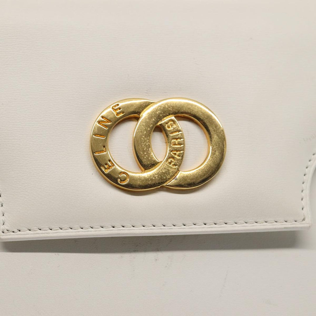 Celine Shoulder Bag Leather 2way White Auth 83132