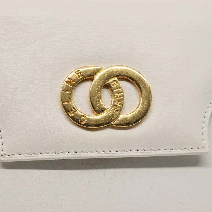 Celine Shoulder Bag Leather 2way White Auth 83132