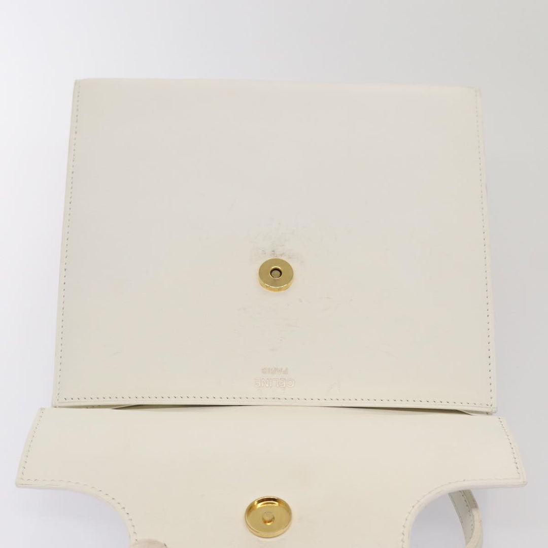 Celine Shoulder Bag Leather 2way White Auth 83132