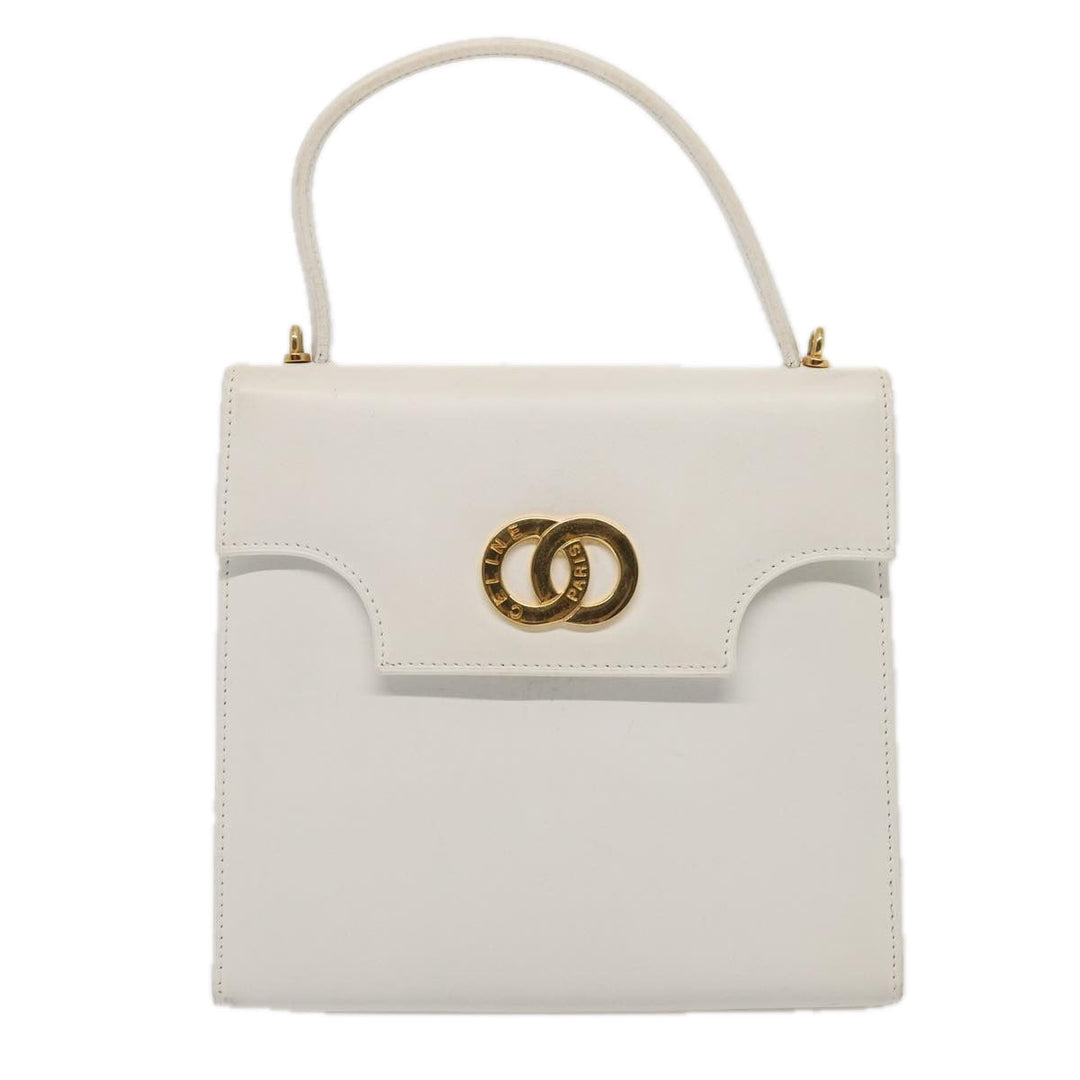 Celine Shoulder Bag Leather 2way White Auth 83132