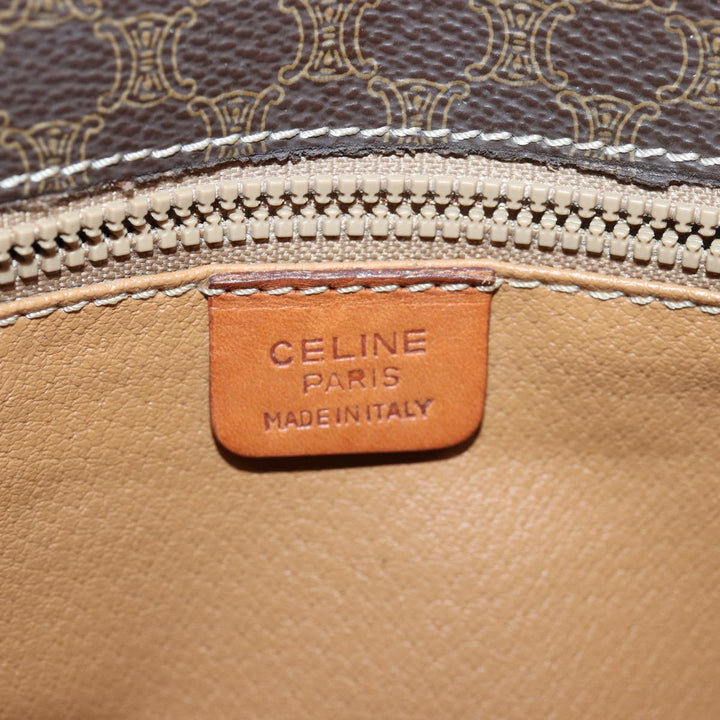 Celine Macadam Canvas Shoulder Bag PVC Leather Brown Auth 83200