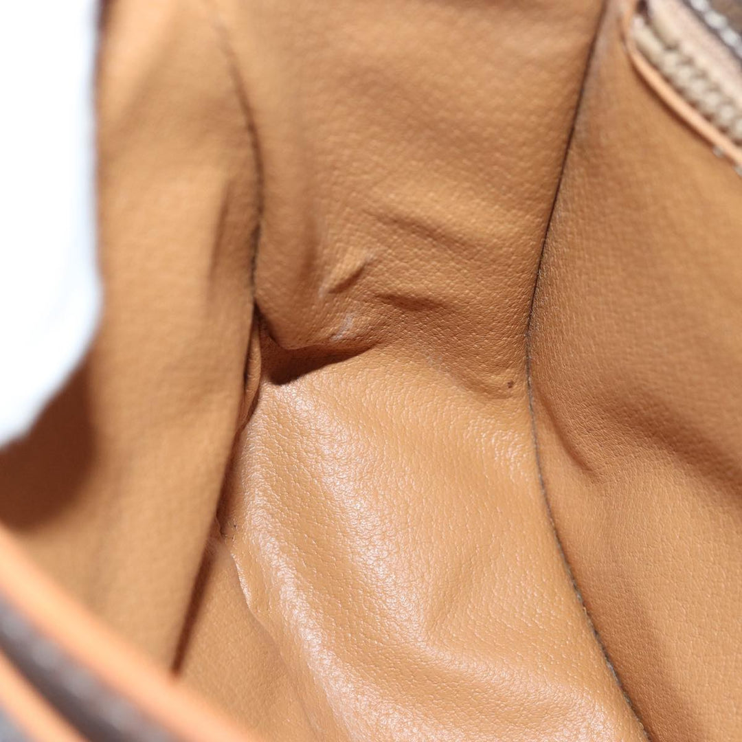 Celine Macadam Canvas Shoulder Bag PVC Leather Brown Auth 83200