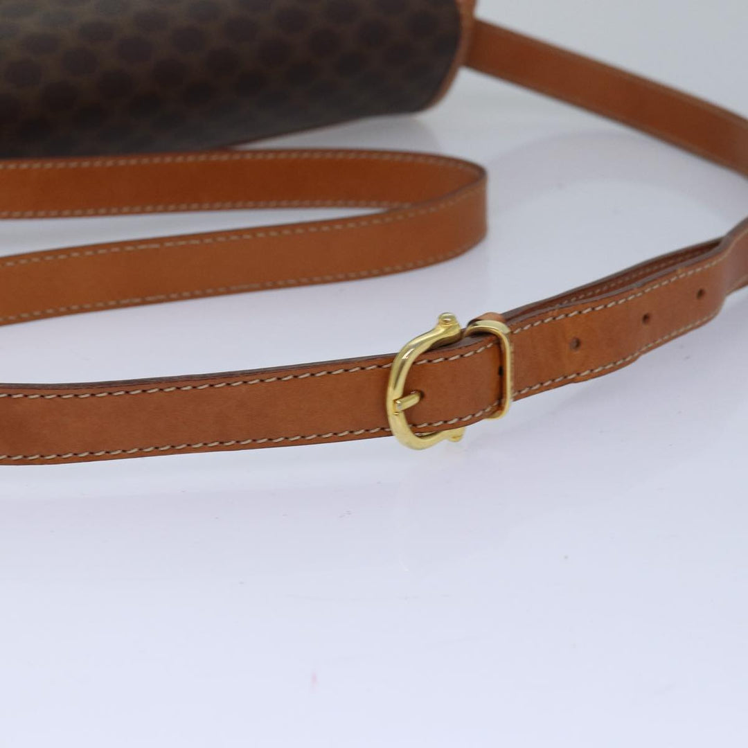 Celine Macadam Canvas Shoulder Bag PVC Leather Brown Auth 83200