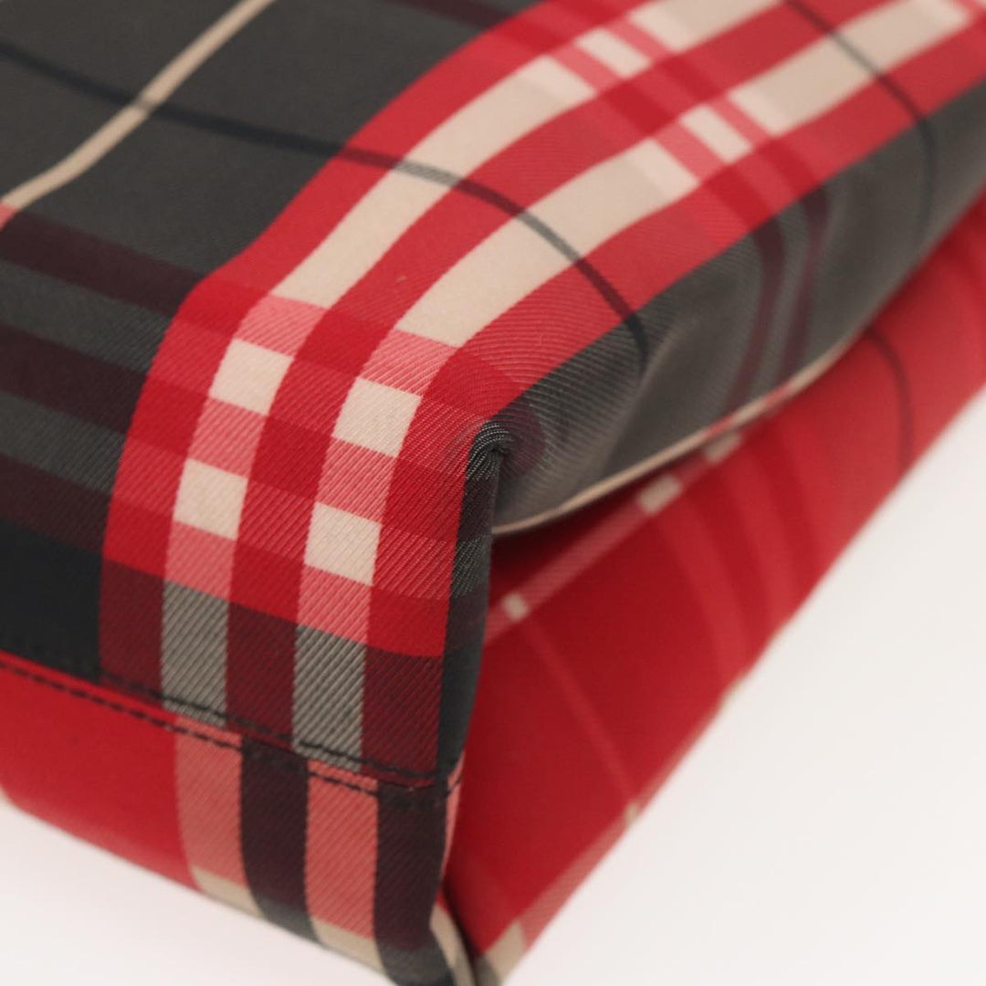 Burberry Nova Check Hand Bag Canvas Red Auth 83204