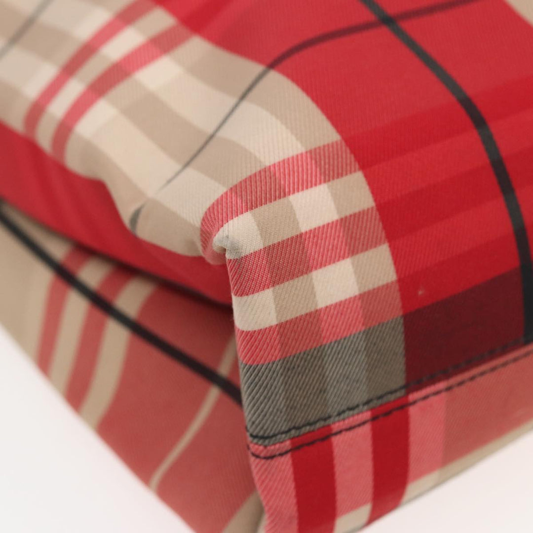 Burberry Nova Check Hand Bag Canvas Red Auth 83204