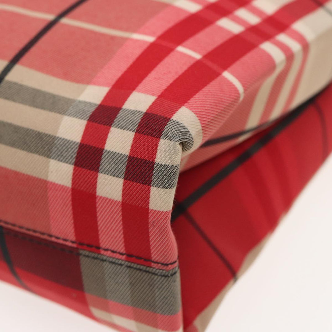 Burberry Nova Check Hand Bag Canvas Red Auth 83204