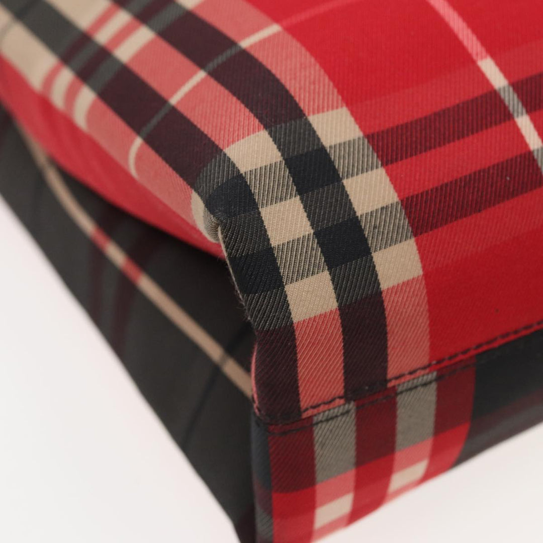 Burberry Nova Check Hand Bag Canvas Red Auth 83204