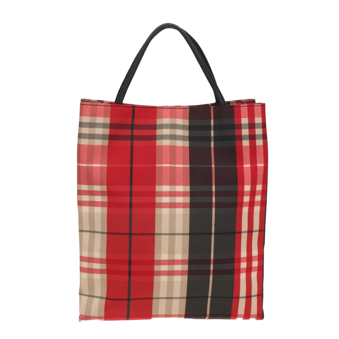 Burberry Nova Check Hand Bag Canvas Red Auth 83204
