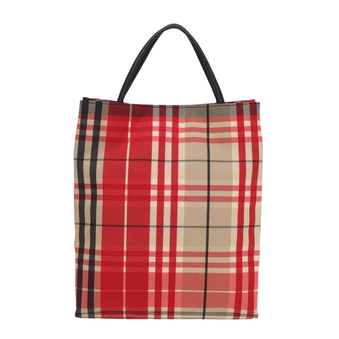 Burberry Nova Check Hand Bag Canvas Red Auth 83204