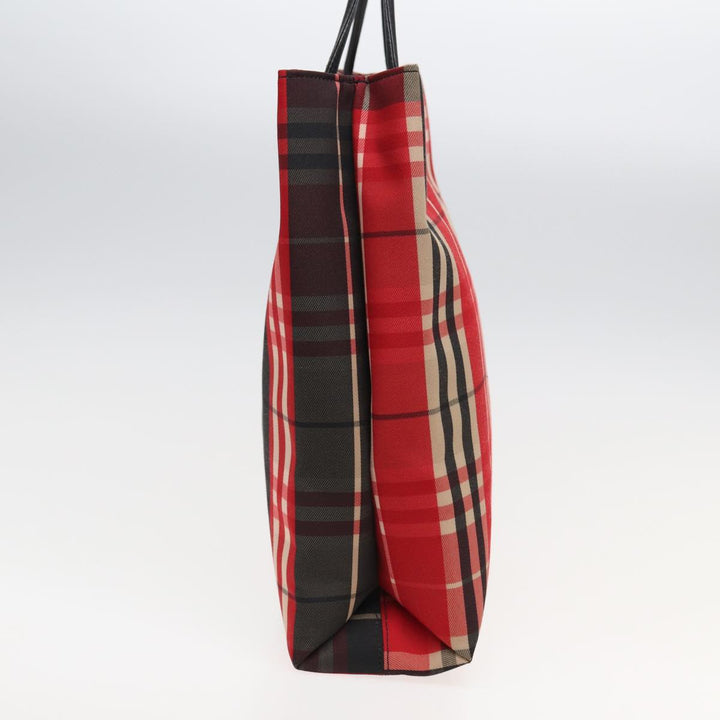 Burberry Nova Check Hand Bag Canvas Red Auth 83204