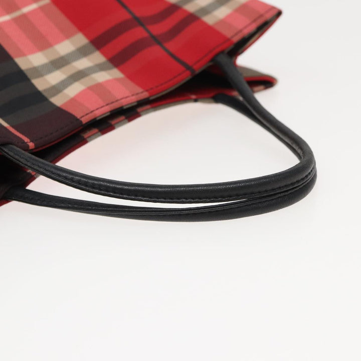 Burberry Nova Check Hand Bag Canvas Red Auth 83204