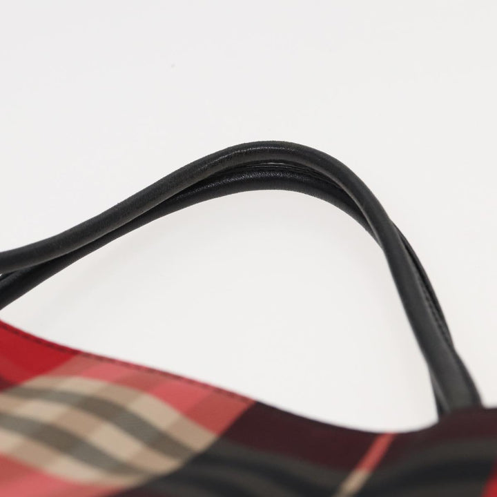 Burberry Nova Check Hand Bag Canvas Red Auth 83204