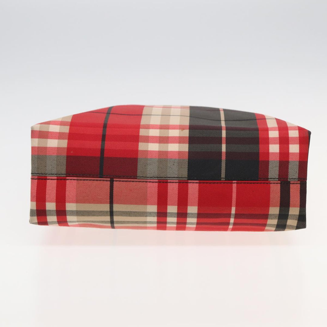 Burberry Nova Check Hand Bag Canvas Red Auth 83204