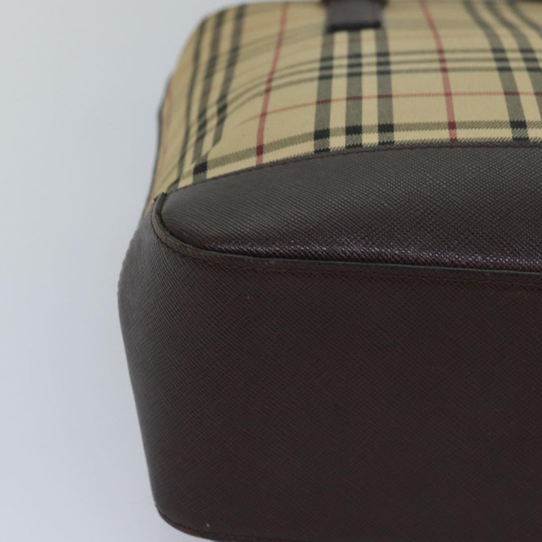 Burberry Nova Check Hand Bag Canvas Beige Auth 83214