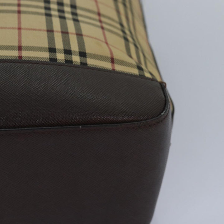 Burberry Nova Check Hand Bag Canvas Beige Auth 83214