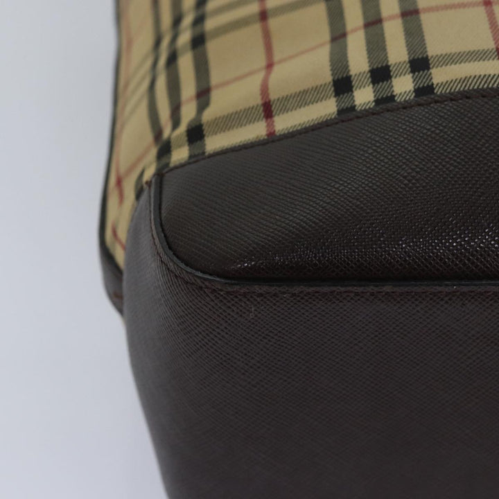 Burberry Nova Check Hand Bag Canvas Beige Auth 83214