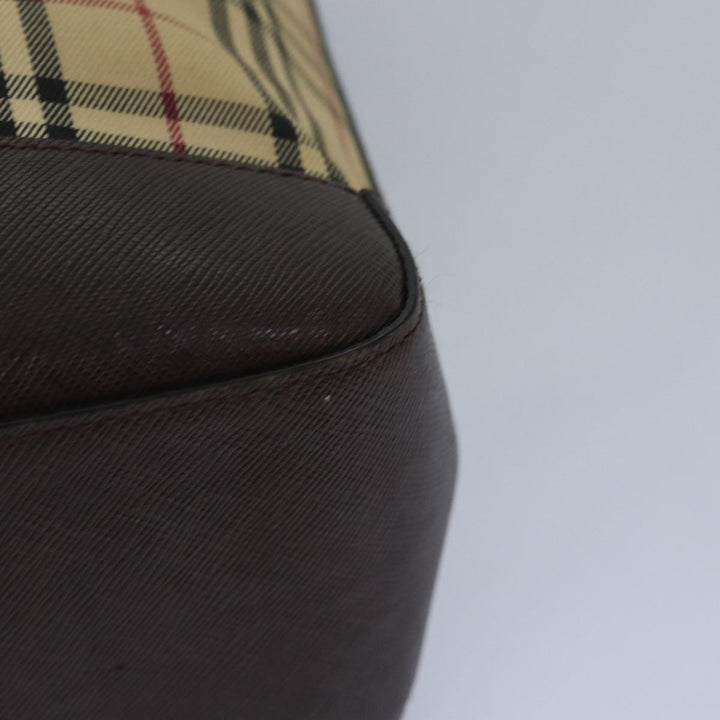 Burberry Nova Check Hand Bag Canvas Beige Auth 83214