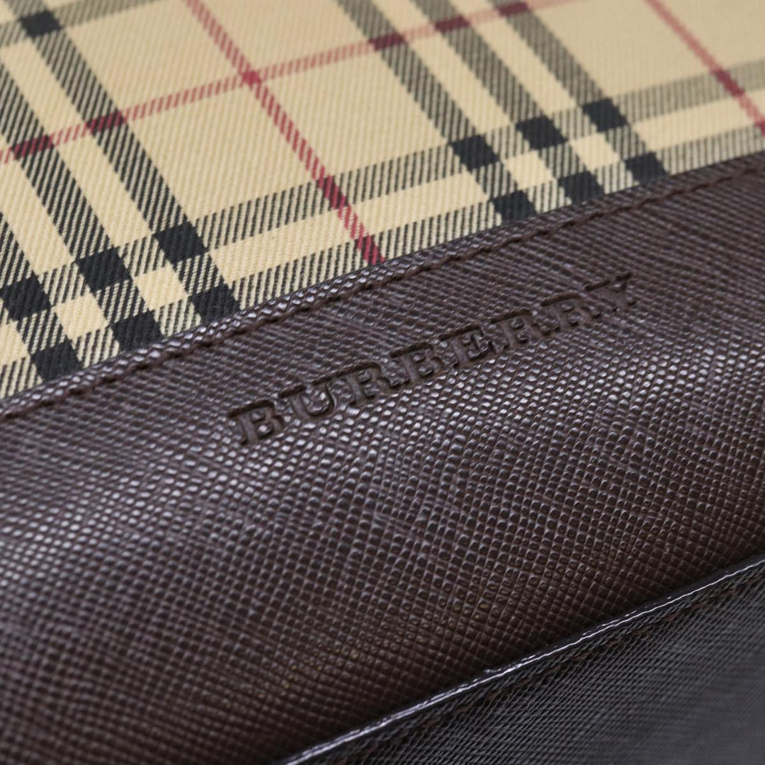 Burberry Nova Check Hand Bag Canvas Beige Auth 83214