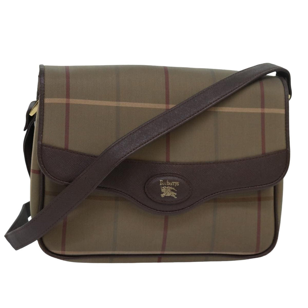 BurberrySs Nova Check Shoulder Bag Canvas Beige Auth 83227