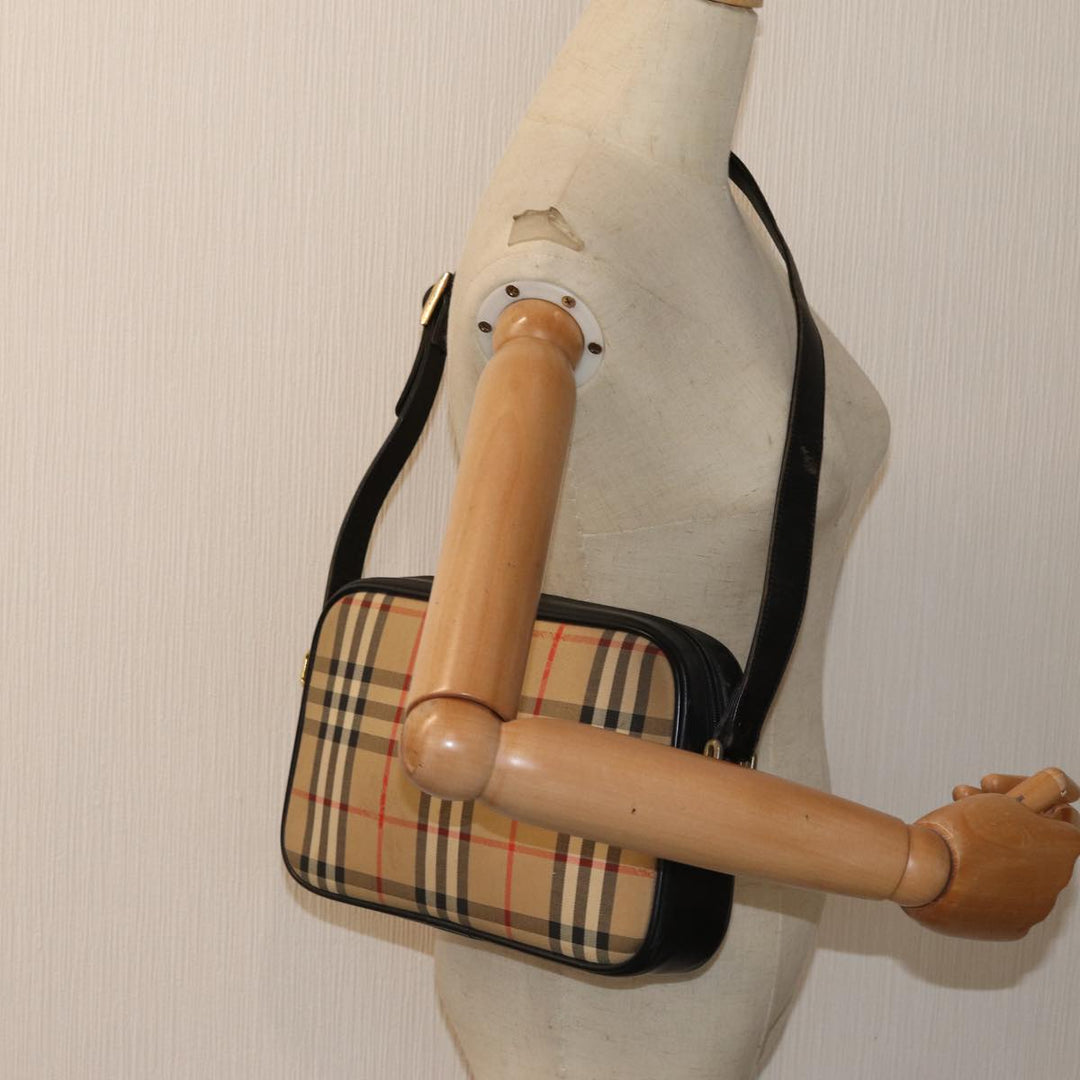 BurberrySs Nova Check Shoulder Bag Canvas Beige Auth 83237