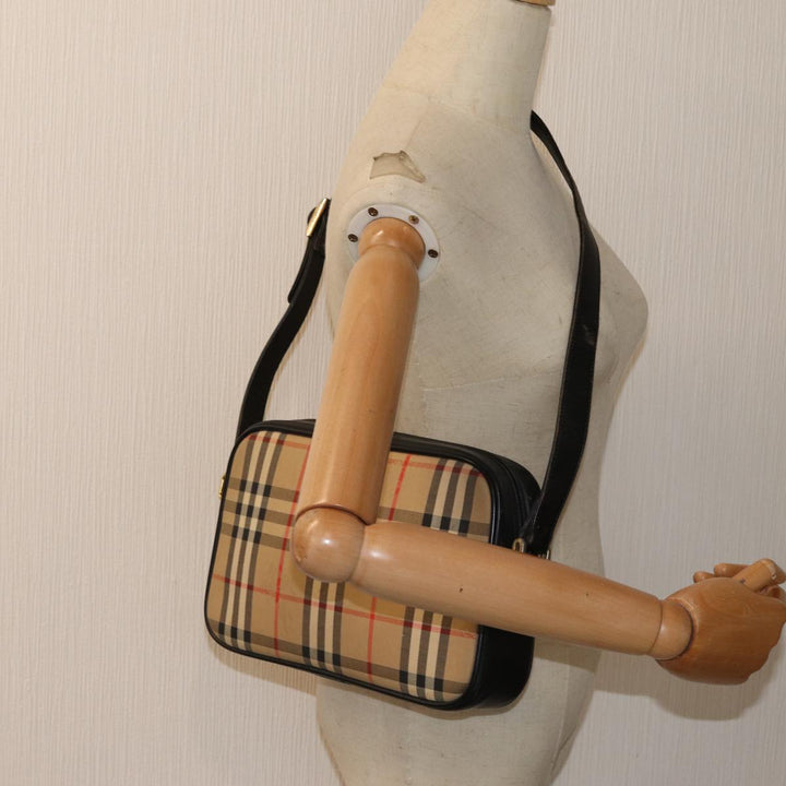 BurberrySs Nova Check Shoulder Bag Canvas Beige Auth 83237
