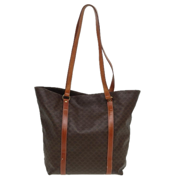 Celine Macadam Canvas Tote Bag PVC Leather Brown Auth 83250