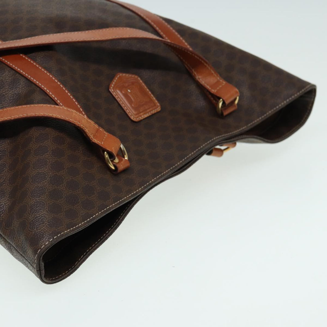 Celine Macadam Canvas Tote Bag PVC Leather Brown Auth 83250