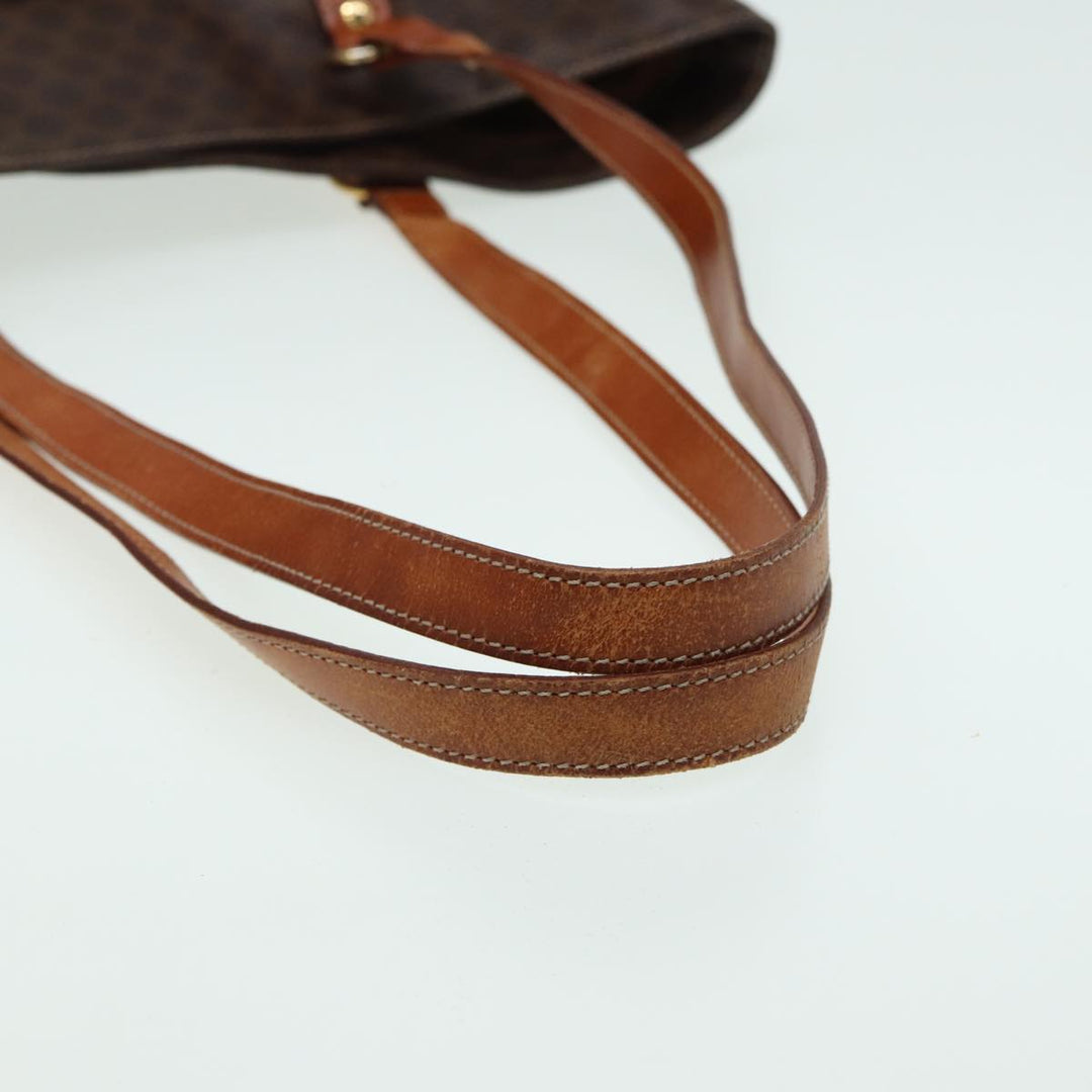Celine Macadam Canvas Tote Bag PVC Leather Brown Auth 83250